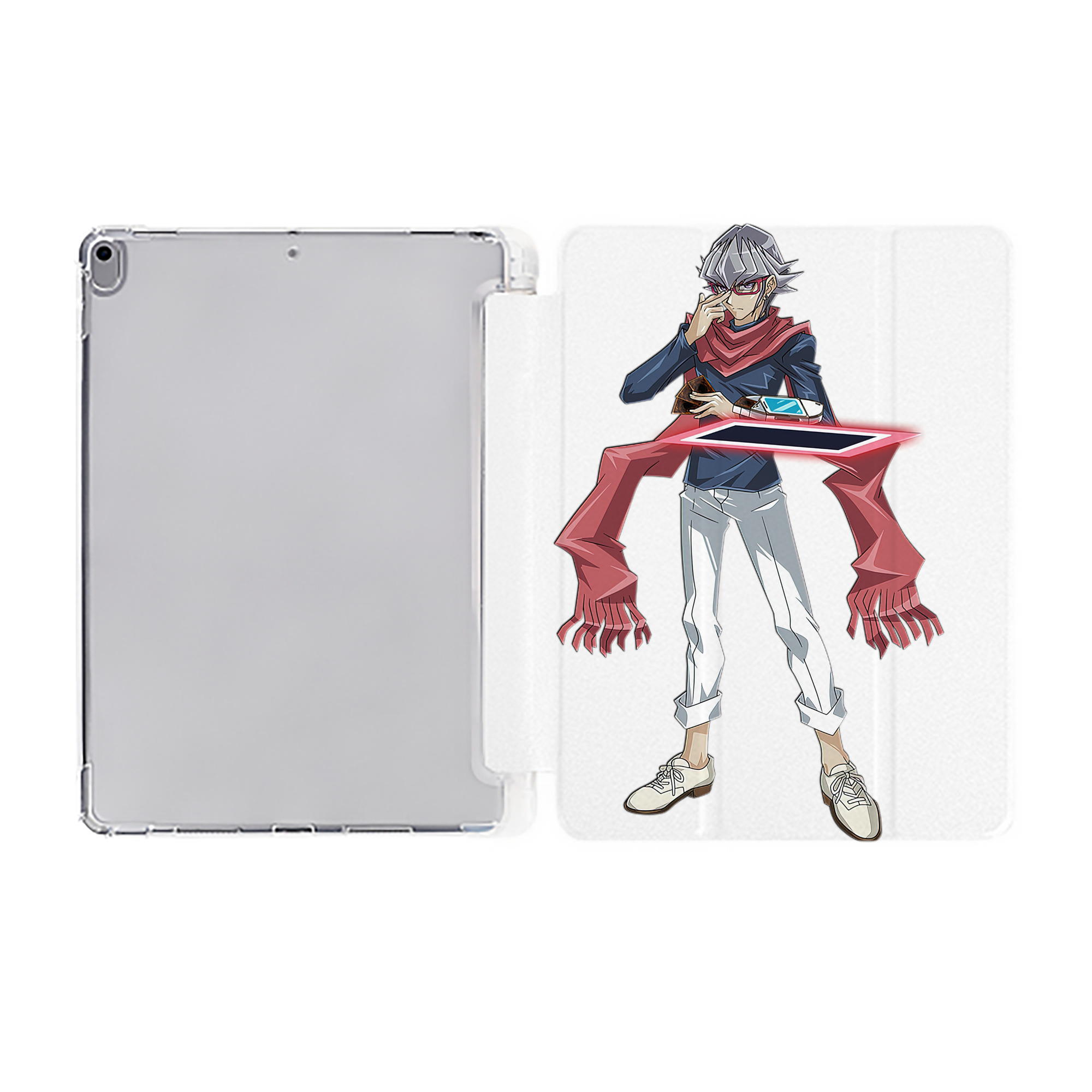 （画像用） 遊☆戯☆王 Yu-Gi-Oh! IPad ケース ペン収納付き 三つ折りスタンド PUレザー×シリコン 対応機種9.5/10.5/10.9インチ